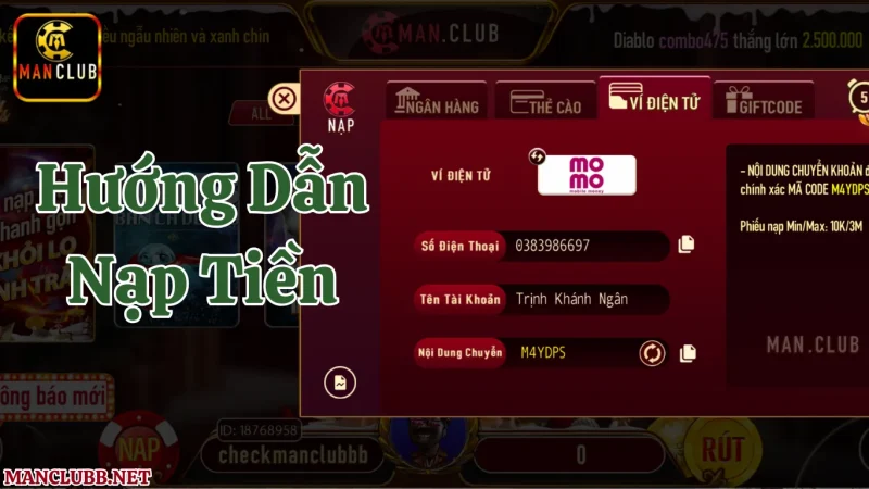 Hướng dẫn cách nạp tiền Manclub dành cho người mới